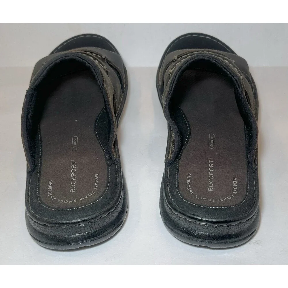 Rockport Darwyn Sandals Men’s 13W Dark Brown Leather Comfort Slides